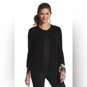 Chico’s Sequin Feather Camilla Cardigan Size Medium